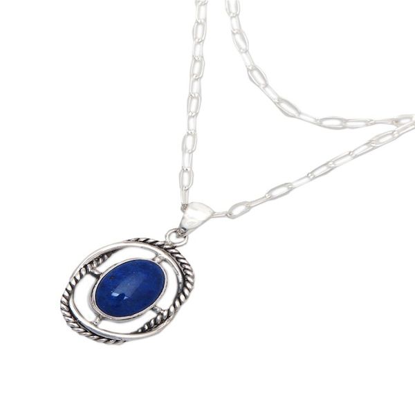 Alternate image for Modern Sterling Silver Lapis Lazuli Pendant Necklace Midnight Cross