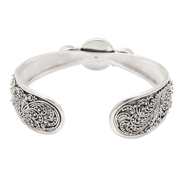 Alternate image for Traditional Blue Topaz and Rainbow Moonstone Cuff Bracelet Charming Shades