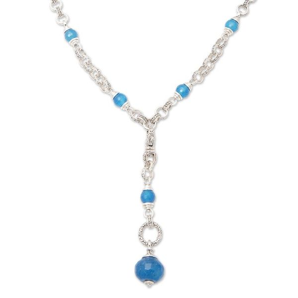 Alternate image for Traditional Sterling Silver and Chalcedony Y Necklace Heavens Blue Path
