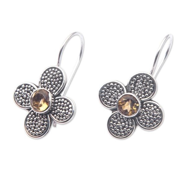 Alternate image for Floral Sterling Silver Drop Earrings with Citrine Jewels Spring of Joy
