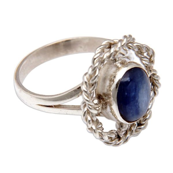 Alternate image for Polished Sterling Silver Cocktail Ring with Kyanite Stone Winter Breeze