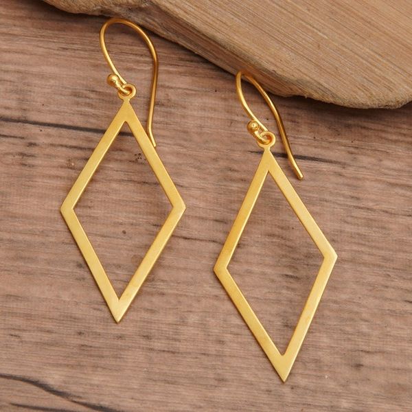 Alternate image for Kite-Shaped 18k Gold-Plated Brass Dangle Earrings from Bali Kite Fest