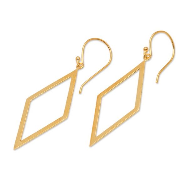 Alternate image for Kite-Shaped 18k Gold-Plated Brass Dangle Earrings from Bali Kite Fest
