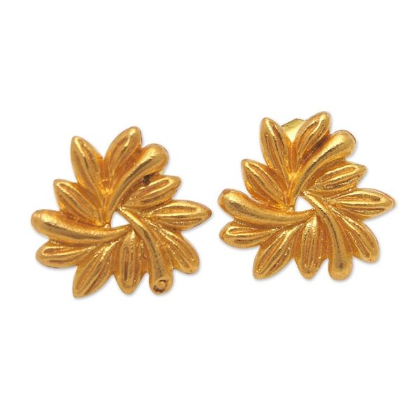 Alternate image for 22k Gold-Plated Leaf Drop Earrings from Indonesia Perfect Pairing