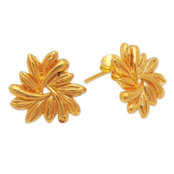 Alternate image for 22k Gold-Plated Leaf Drop Earrings from Indonesia Perfect Pairing
