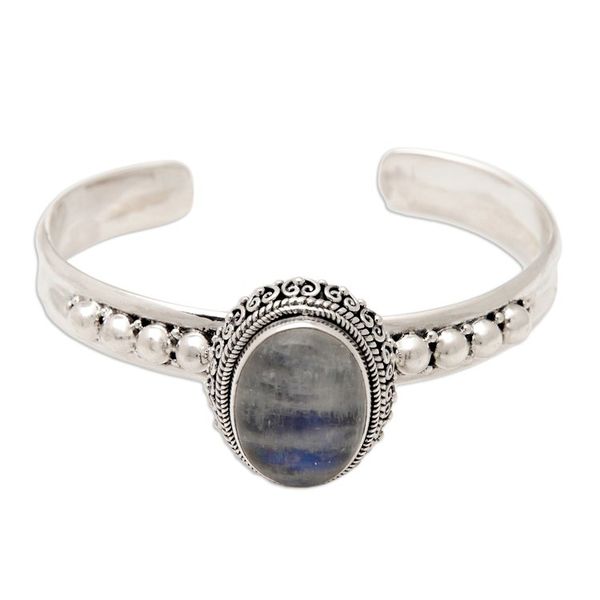 Alternate image for Traditional Natural Rainbow Moonstone Cuff Bracelet Queen Moonlight
