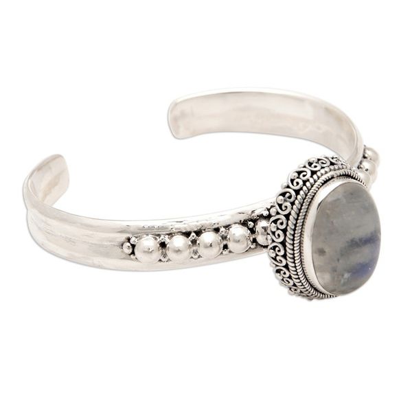 Alternate image for Traditional Natural Rainbow Moonstone Cuff Bracelet Queen Moonlight