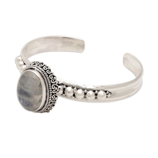 Alternate image for Traditional Natural Rainbow Moonstone Cuff Bracelet Queen Moonlight