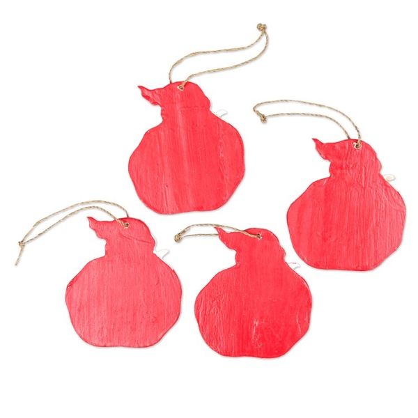 Alternate image for Set of 4 Hand-Painted Wood Santa Holiday Ornaments Happy Santas