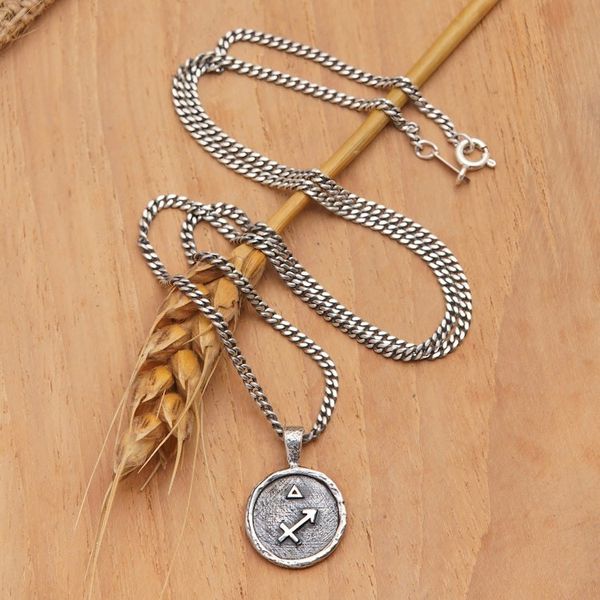 Alternate image for Sterling Silver Necklace with Sagittarius Sign Pendant Sagittarius Charm
