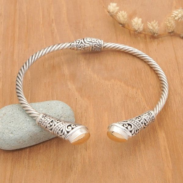 Alternate image for Polished Sterling Silver Cuff Bracelet with Gold Accents Gianyars Soul