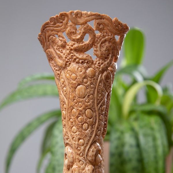 Alternate image for Hand-Carved Nature-Themed Octopus Sculpture with Wood Base Pacific Octopus