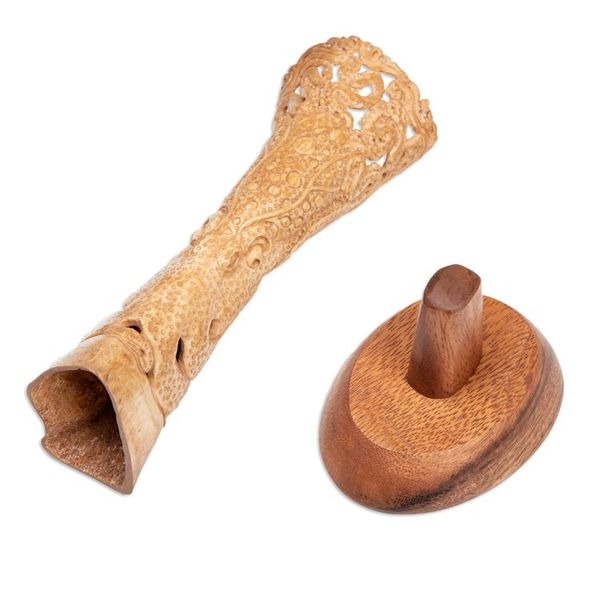 Alternate image for Hand-Carved Nature-Themed Octopus Sculpture with Wood Base Pacific Octopus