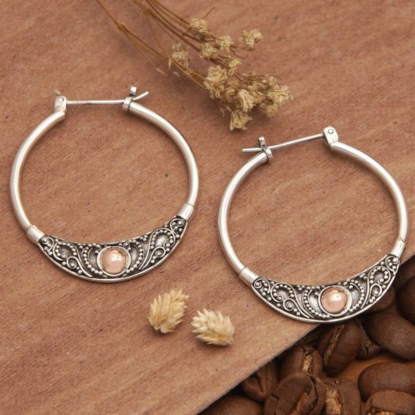 Alternate image for Traditional 18k Gold-Accented Hoop Earrings from Bali Kingdom Flair