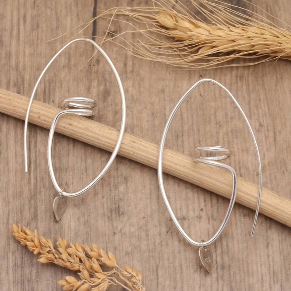 Abstract Heart-Themed Sterling Silver Half-Hoop Earrings 'Passion in Freedom'