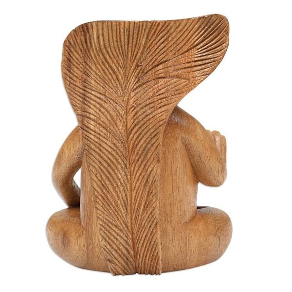 Alternate image for Hand-Carved Wood Sculpture of Meditating Squirrel from Bali Blessing Squirrel