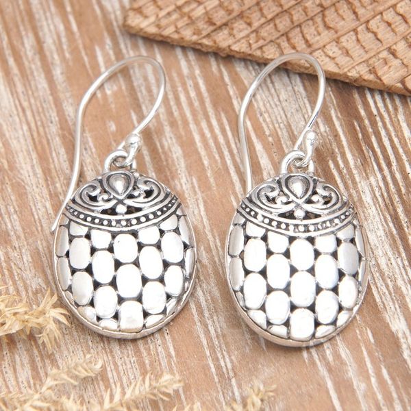 Alternate image for Sterling Silver Dangle Earrings with Armadillo Theme Balinese Armadillo