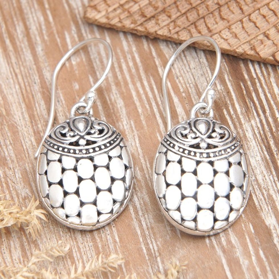 Sterling Silver Dangle Earrings with Armadillo Theme 'Balinese Armadillo'