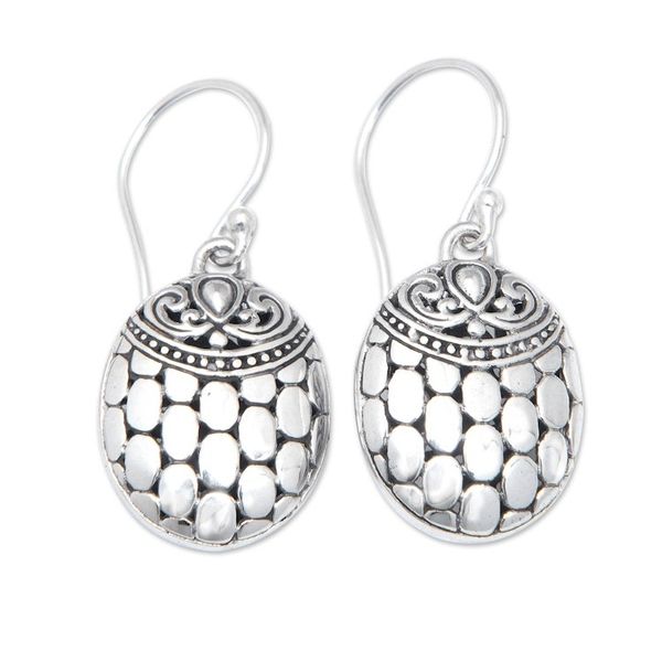 Alternate image for Sterling Silver Dangle Earrings with Armadillo Theme Balinese Armadillo