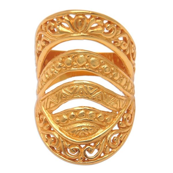 Alternate image for Traditional 22k Gold-Plated Cocktail Ring from Bali Balis Blessing