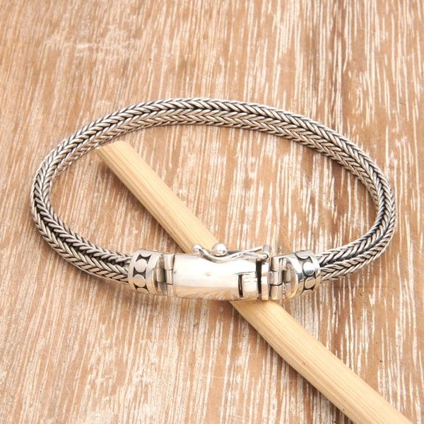 Alternate image for Mens Polished Sterling Silver Naga Chain Bracelet Magnificent Halo