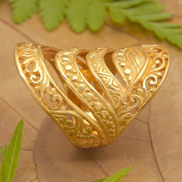 Alternate image for Traditional 22k Gold-Plated Cocktail Ring from Bali Balis Blessing