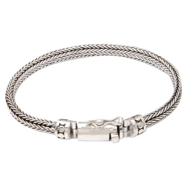 Alternate image for Mens Polished Sterling Silver Naga Chain Bracelet Magnificent Halo