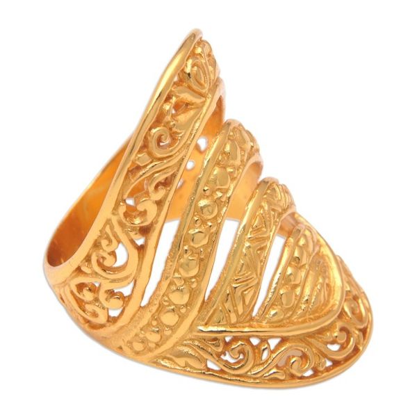 Alternate image for Traditional 22k Gold-Plated Cocktail Ring from Bali Balis Blessing