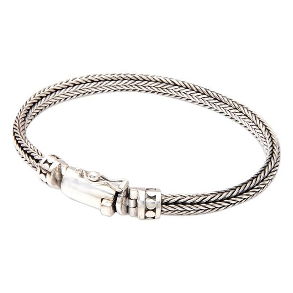 Alternate image for Mens Polished Sterling Silver Naga Chain Bracelet Magnificent Halo