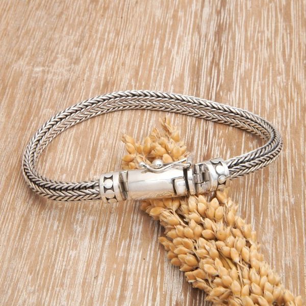 Alternate image for Mens Polished Sterling Silver Naga Chain Bracelet Magnificent Halo
