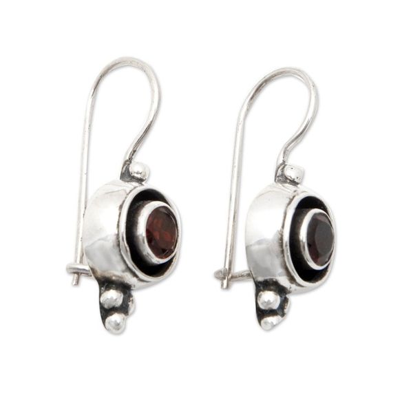 Alternate image for Natural Garnet Drop Earrings Made from Sterling Silver Red Magnificence