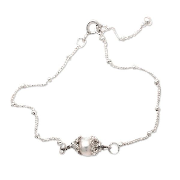 Alternate image for Polished Floral Grey Cultured Pearl Pendant Bracelet Only You Me