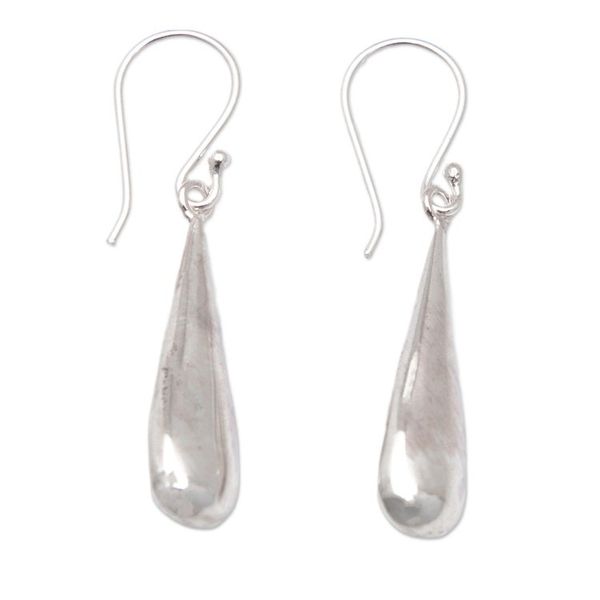 Alternate image for High-Polished Drop-Shaped Sterling Silver Dangle Earrings Blessed Girl