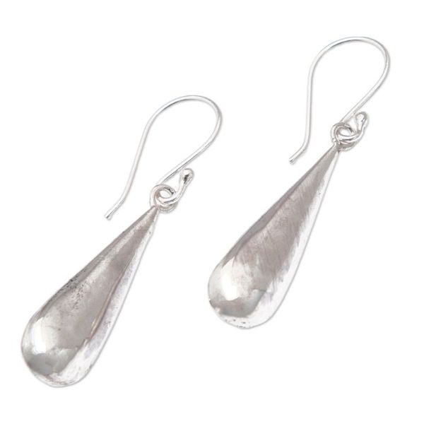 Alternate image for High-Polished Drop-Shaped Sterling Silver Dangle Earrings Blessed Girl