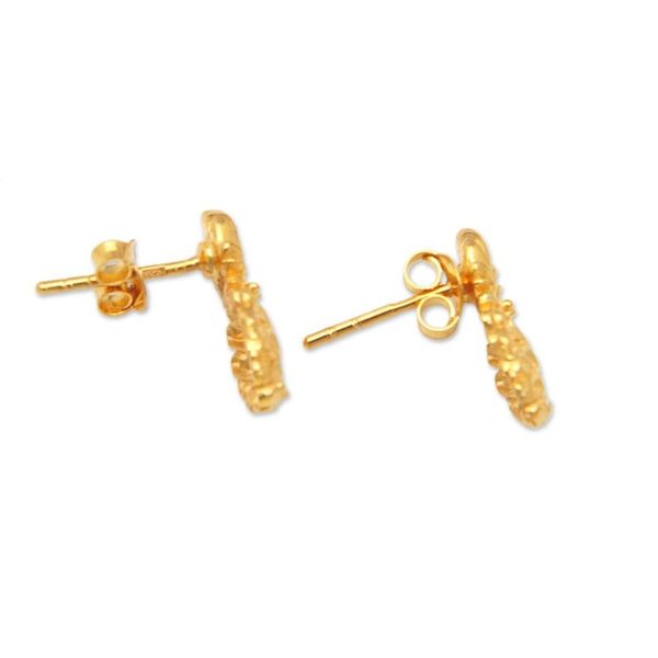 Alternate image for Gold-Plated Pineapple Button Earrings Made in Bali Pineapple Flair