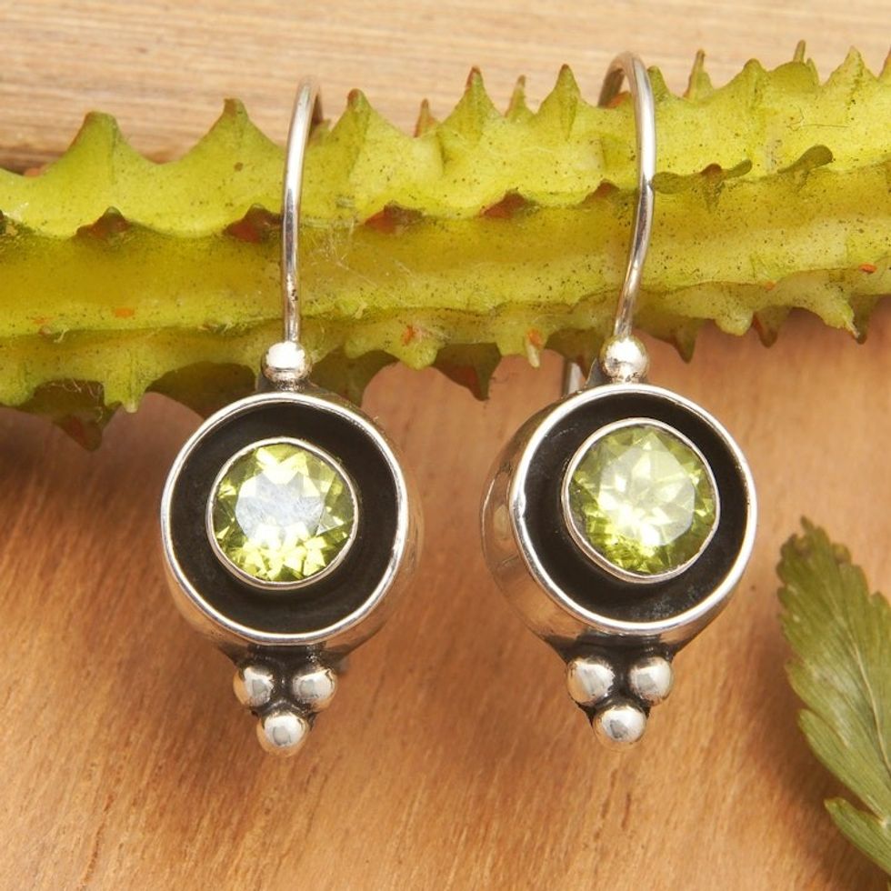 Natural Peridot Drop Earrings Made from Sterling Silver 'Nature Magnificence'