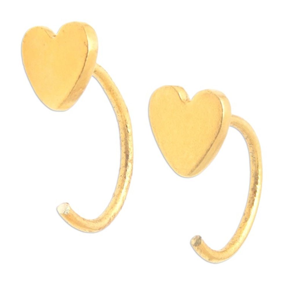 Minimalist Heart-Shaped 22k Gold-Plated Brass Ear Cuffs 'Sweet'