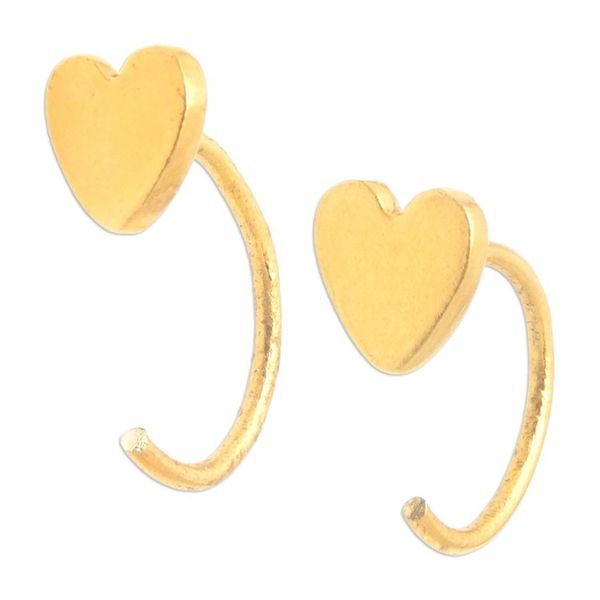Alternate image for Minimalist Heart-Shaped 22k Gold-Plated Brass Ear Cuffs Sweet