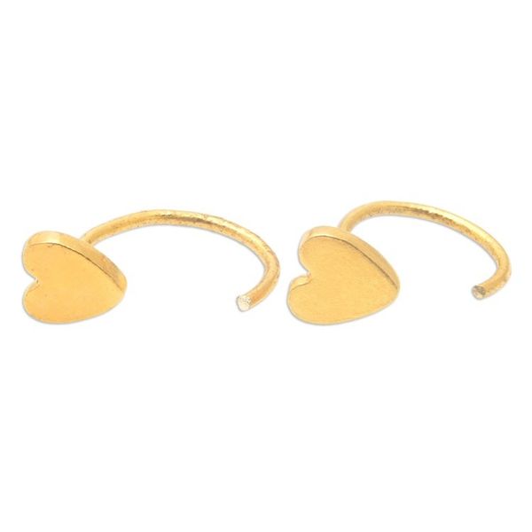 Alternate image for Minimalist Heart-Shaped 22k Gold-Plated Brass Ear Cuffs Sweet