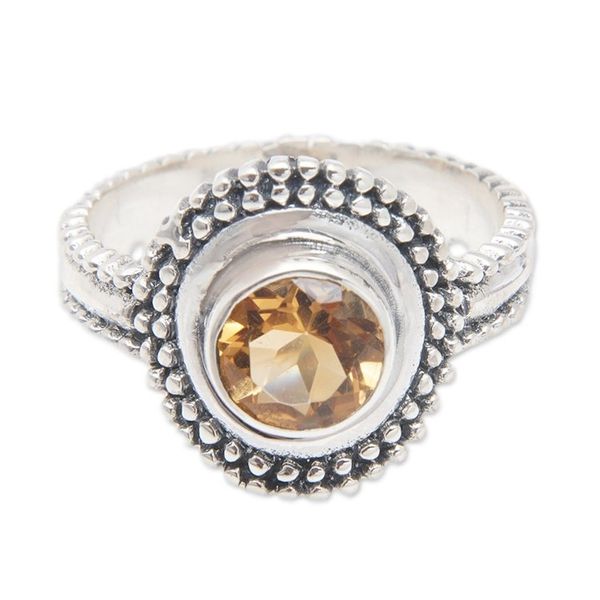 Alternate image for Sterling Silver Cocktail Ring with Round Citrine Stone Exquisite Brilliance