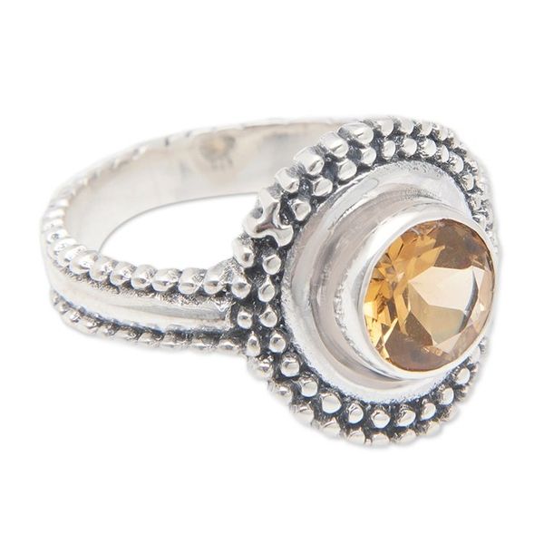 Alternate image for Sterling Silver Cocktail Ring with Round Citrine Stone Exquisite Brilliance