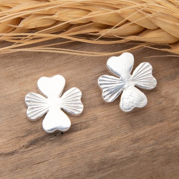 Alternate image for Lucky Clover-Shaped Sterling Silver Stud Earrings from Bali Sprouting Clover
