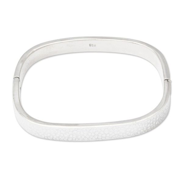 Alternate image for Hammered Sterling Silver Bangle-Style Wristband Bracelet Textured Rectangle