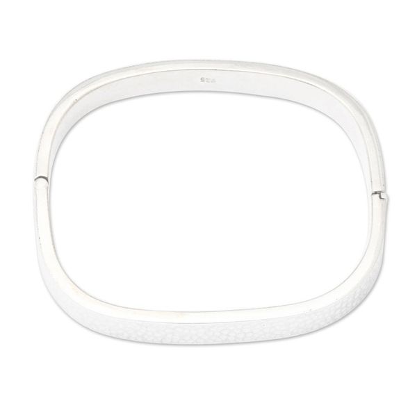 Alternate image for Hammered Sterling Silver Bangle-Style Wristband Bracelet Textured Rectangle
