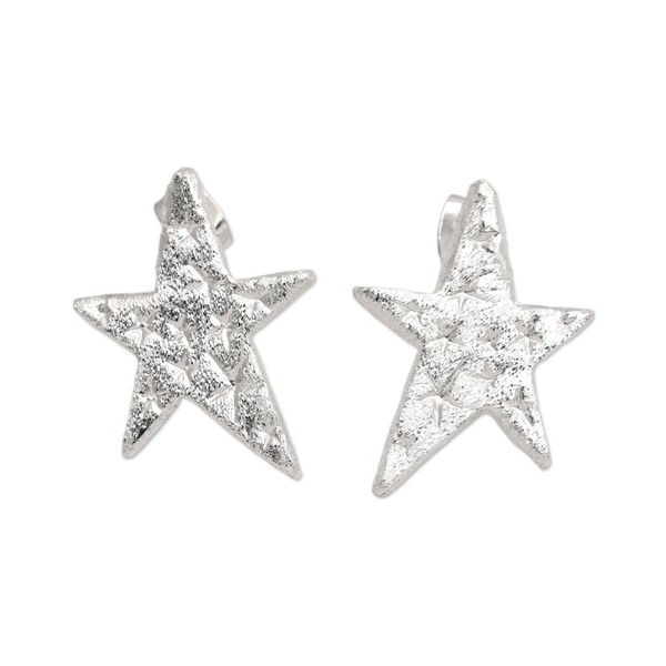 Alternate image for Brushed-Satin Finished Star-Shaped Drop Earrings Bold Celebrity