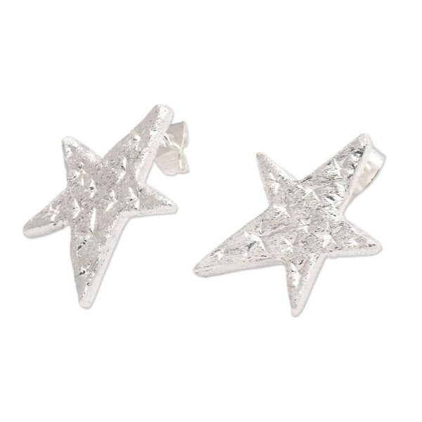 Alternate image for Brushed-Satin Finished Star-Shaped Drop Earrings Bold Celebrity