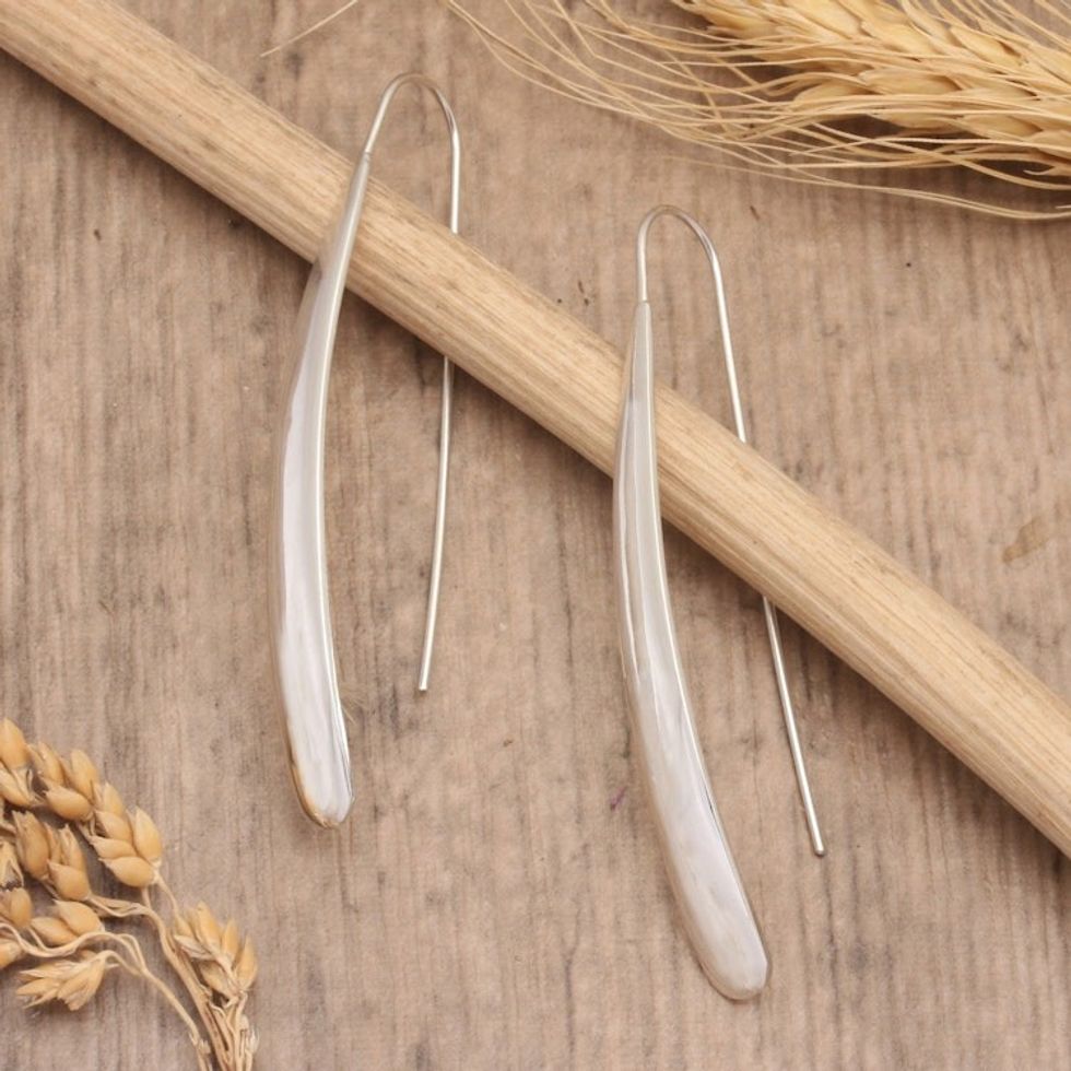 High-Polished Modern Sterling Silver Ear Climber Earrings 'My Phantom'