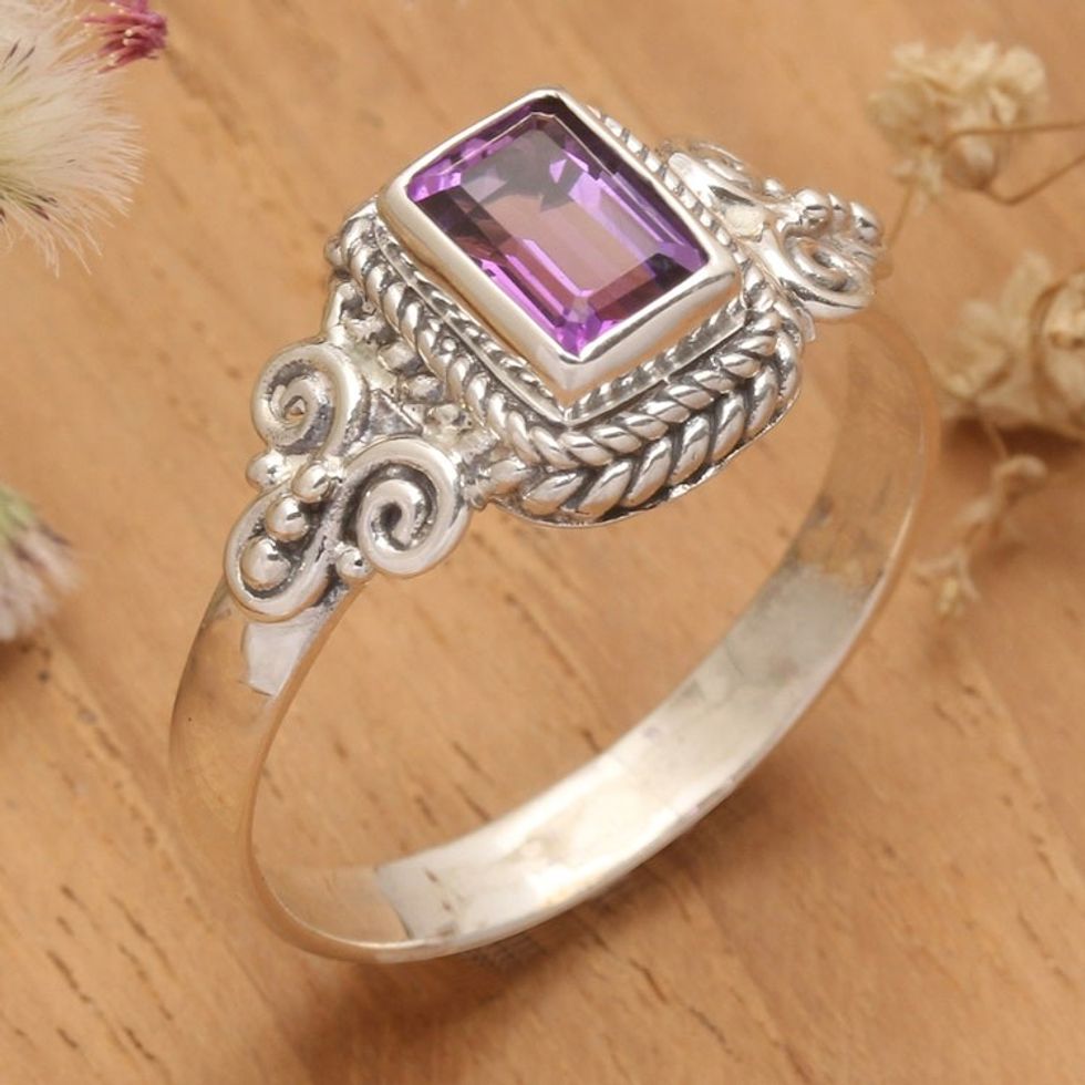 Classic Sterling Silver and Amethyst Cocktail Ring from Bali 'Regal Purple'