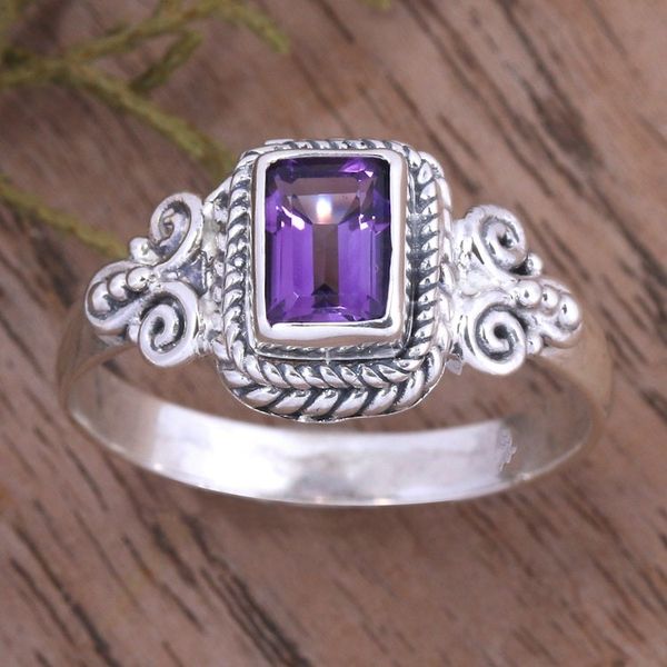 Alternate image for Classic Sterling Silver and Amethyst Cocktail Ring from Bali Regal Purple