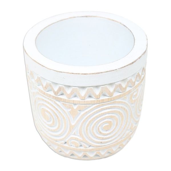 Alternate image for Hand-Carved Wood Decorative Vase with Distressed Finish Spiral Beauty
